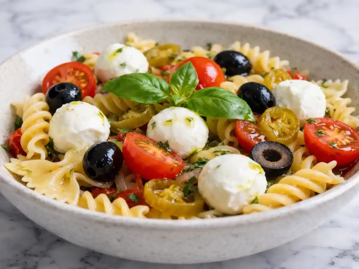 Italian Pasta Salad with the Best Zesty Pepperoncini Dressing